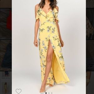 tobi enchant me yellow floral wrap maxi dress